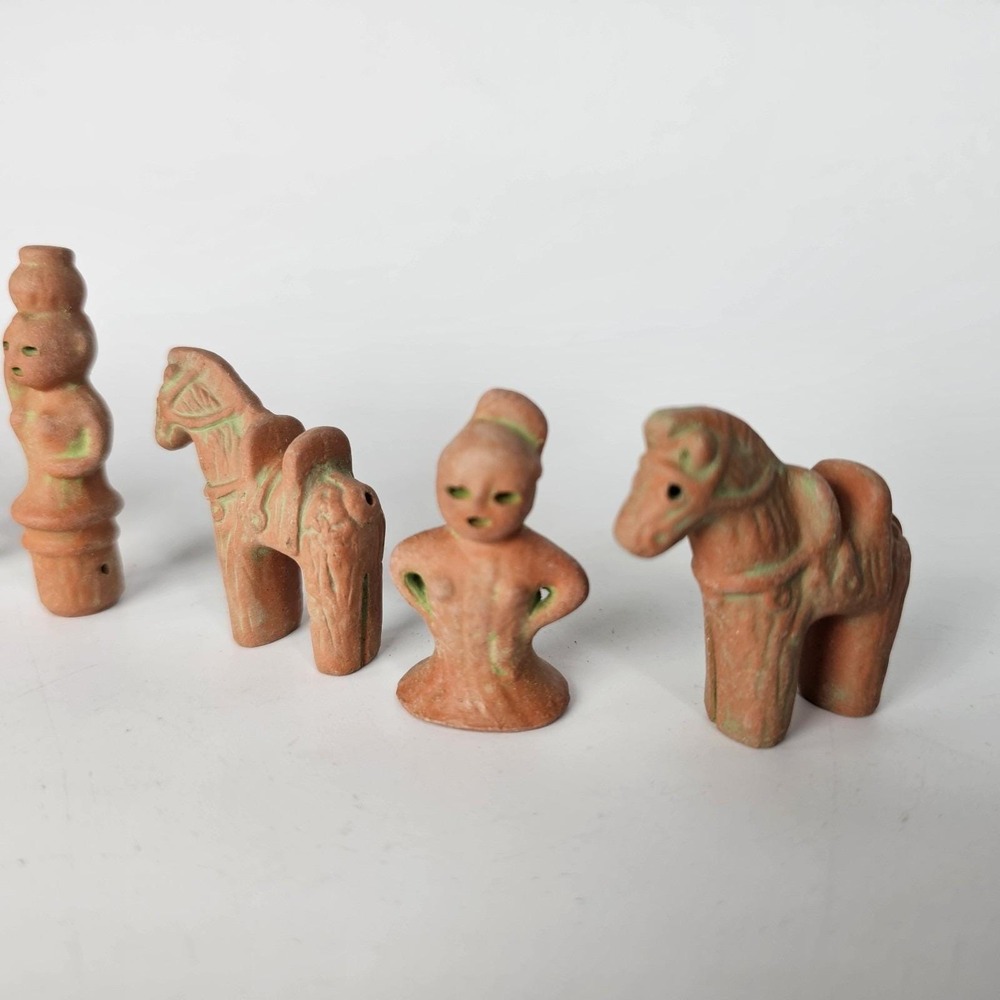 x8 Lot Haniwa Warrior Clay Figures Lady Horses Miyazaki Folk Craft Terracotta